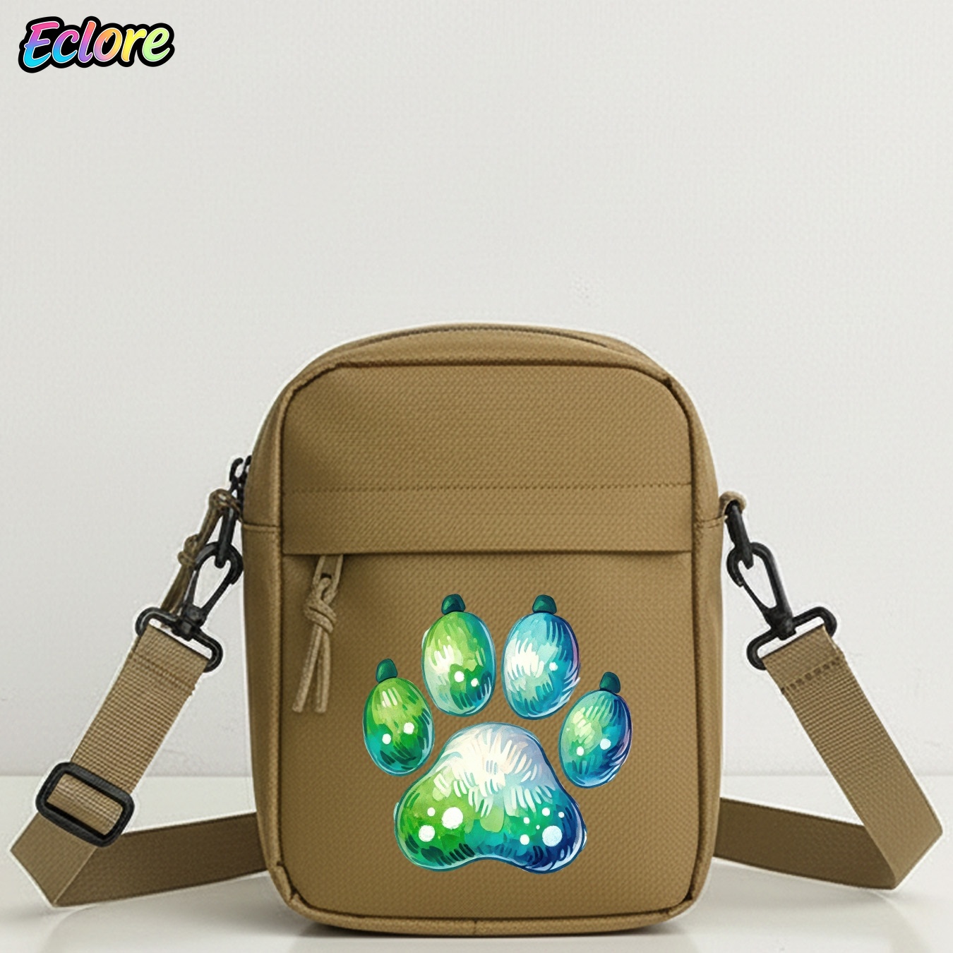 Cycling Commuter - Watercolor Animal Paw Print Shoulder Bag