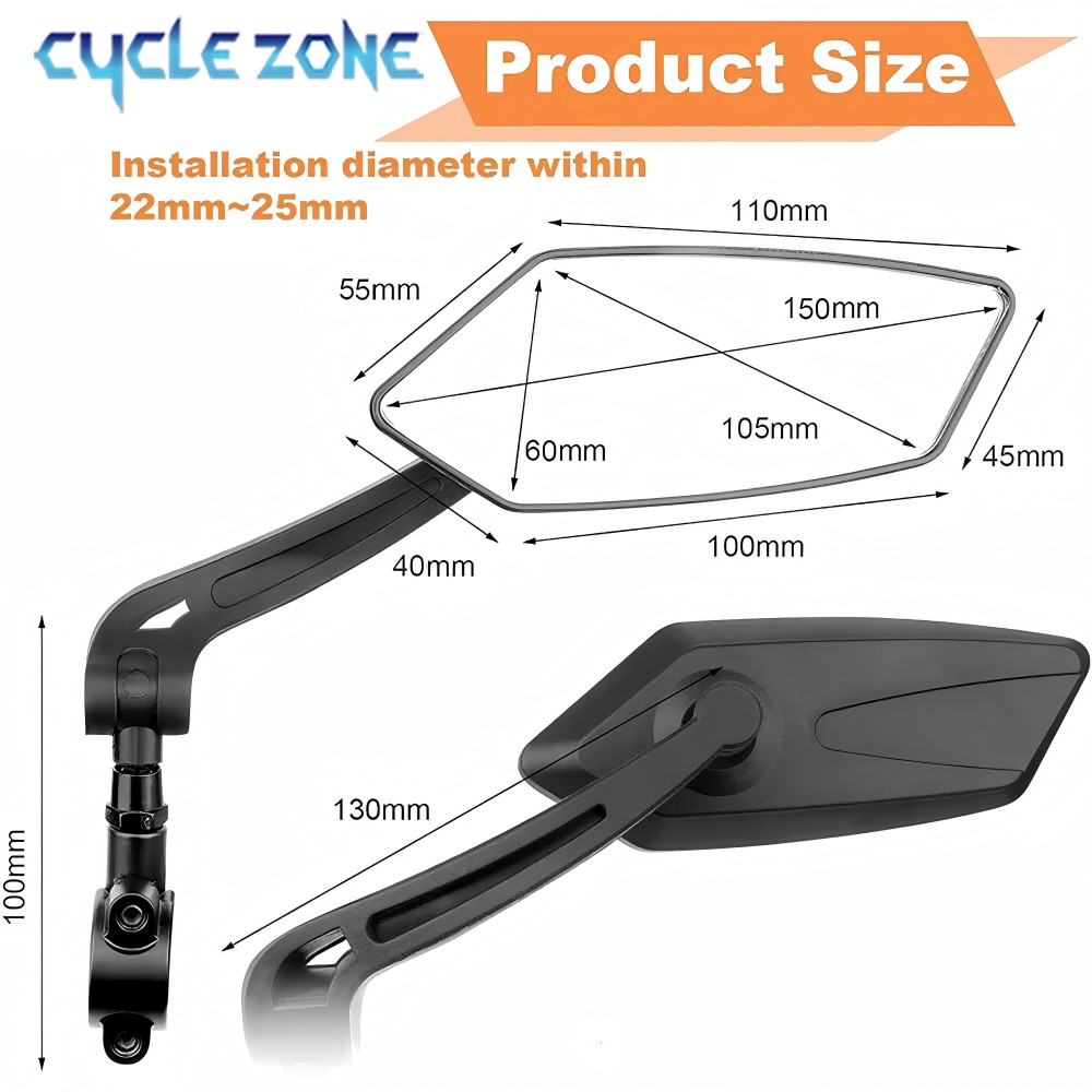 Mountain Bike Rearview Mirror  - Cycling Zones ulasan dan harga